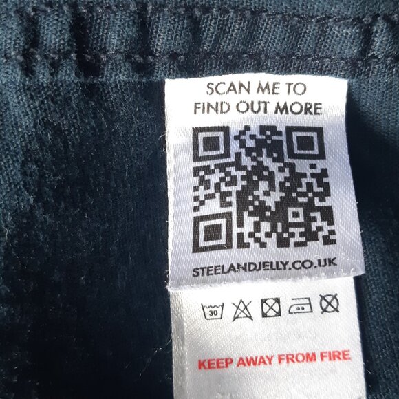 Steel & Jelly SZ M Linen & Cotton Navy Print Men's Short Sleeve Button Up Shirt - Picture 7 of 14